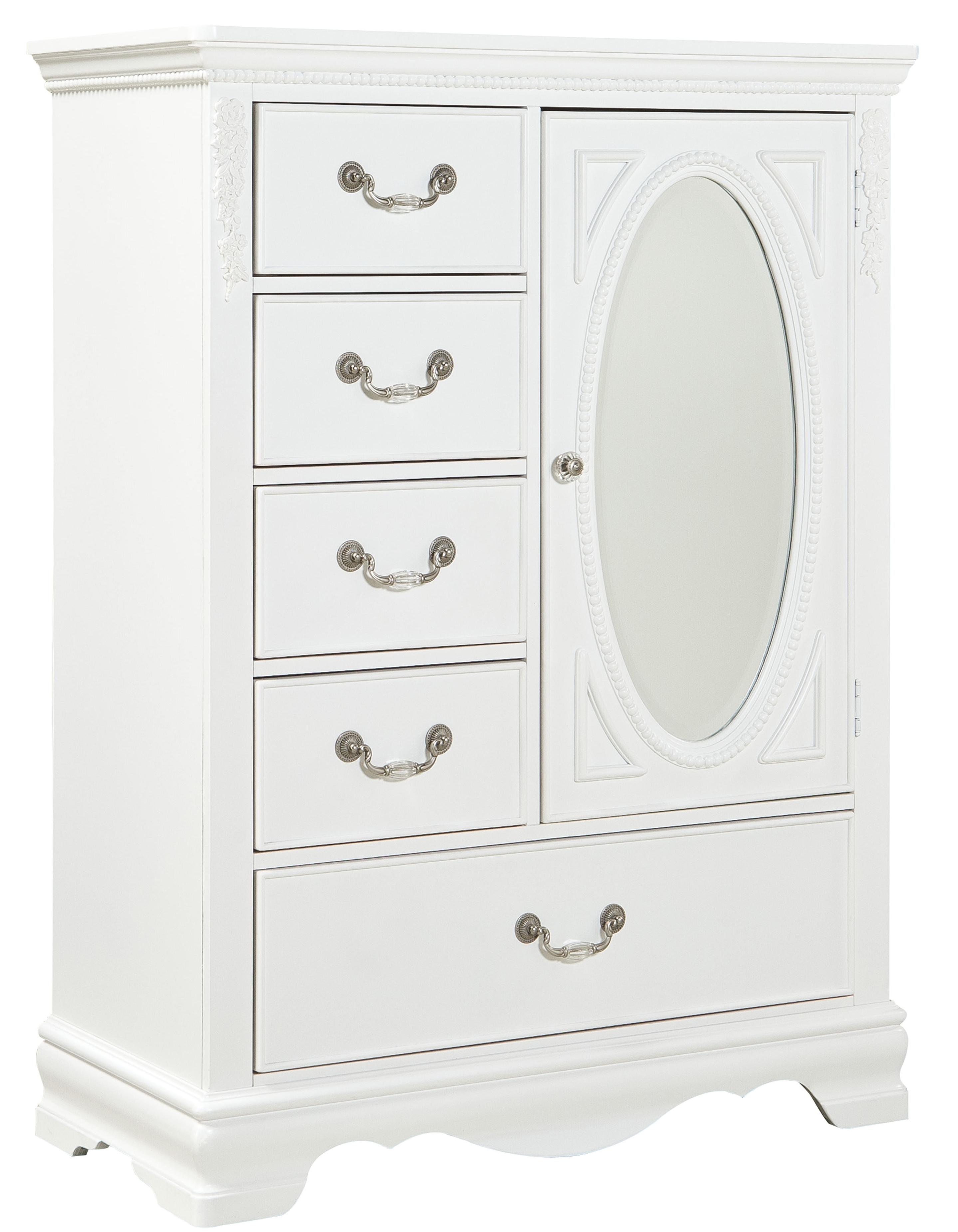 Standard Furniture Jessica Wardrobe Chest with Oval Glass Mirror